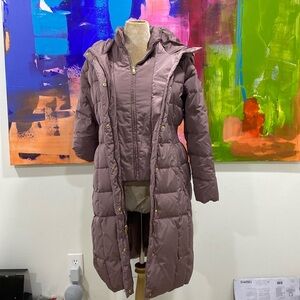 Cole Haan Women's 32" Signature Hooded Taffeta Down Coat